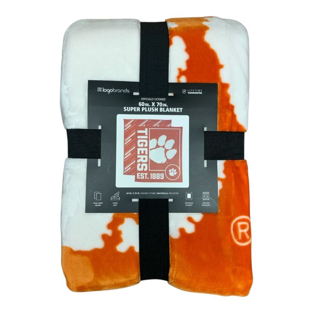 Clemson Tigers - Logo Brands NCAA Officially Licensed 60in. x 70in. Super Plush